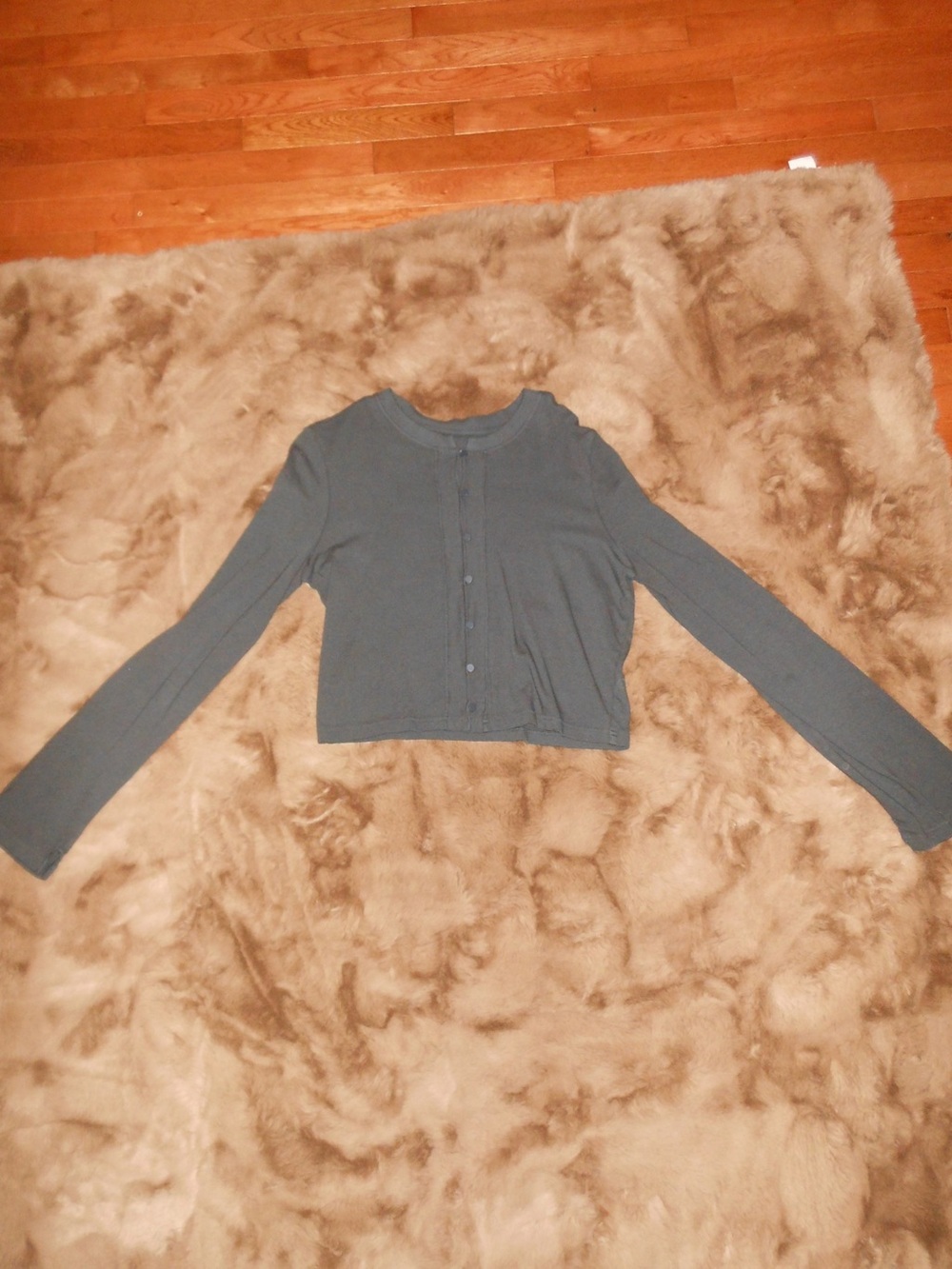 aerie Dark Gray Long-Sleeve Button Crop Cardigan